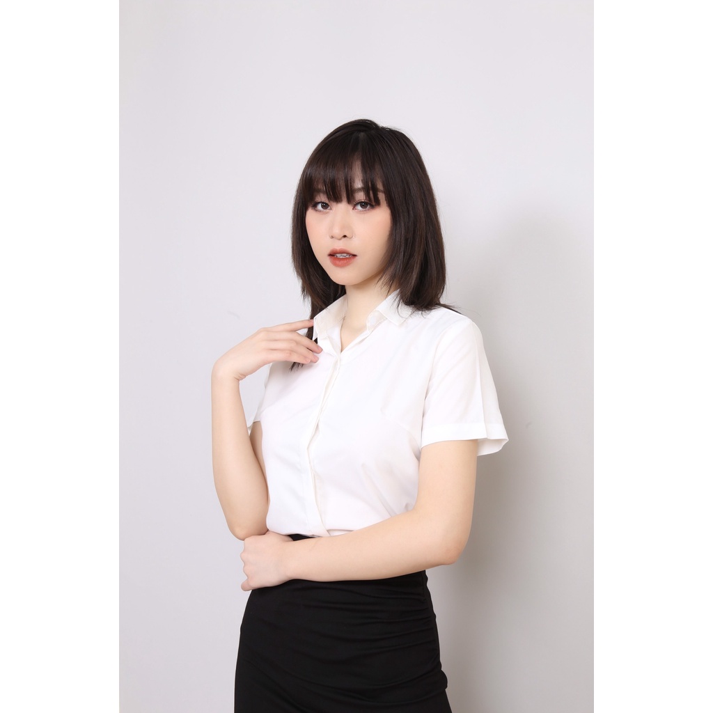 Áo Sơ Mi Nữ Không Nhăn Cộc Tay và Dài Tay Màu Trắng CT Women