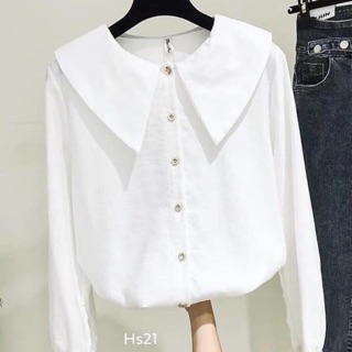 Áo sơ mi cổ sen hàng đẹp - kèm ảnh thật