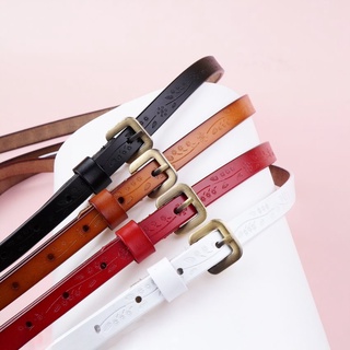 Thắt lưng nữ da thật - dây lưng nữ bản nhỏ dập họa tiết thời trang - Kimy Store