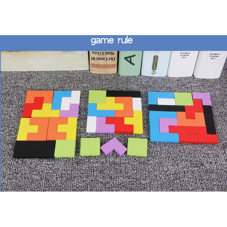 Đồ Chơi Thông Minh, Đồ Chơi Xếp Hình Trí Tuệ Xếp Gạch Gỗ Tetris Size Đại 27cm x 18cm