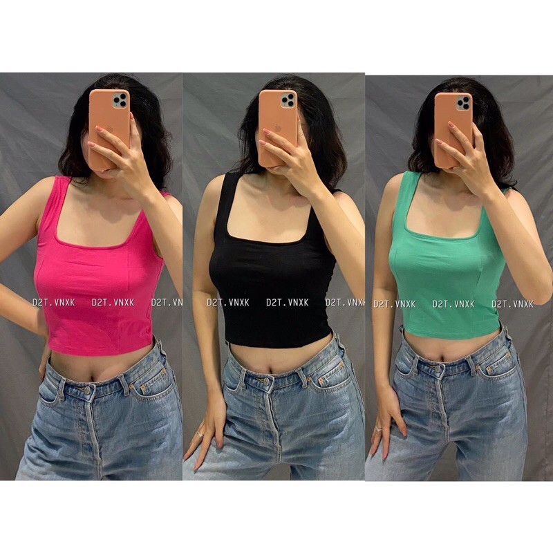 Áo croptop body dây bản to chất thun co giãn dày dặn hack v1 siêu đỉnh