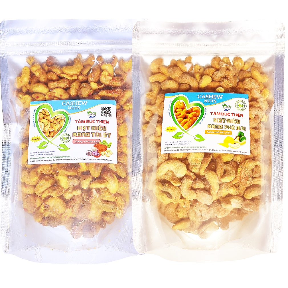 Combo Hạt Điều Rang Tỏi Ớt &amp; Hạt Điều Rang Phô Mai[Nguyên Liệu Sạch]Tâm Đức Thiện(2 Túi x 500GR Tuỳ Chọn)