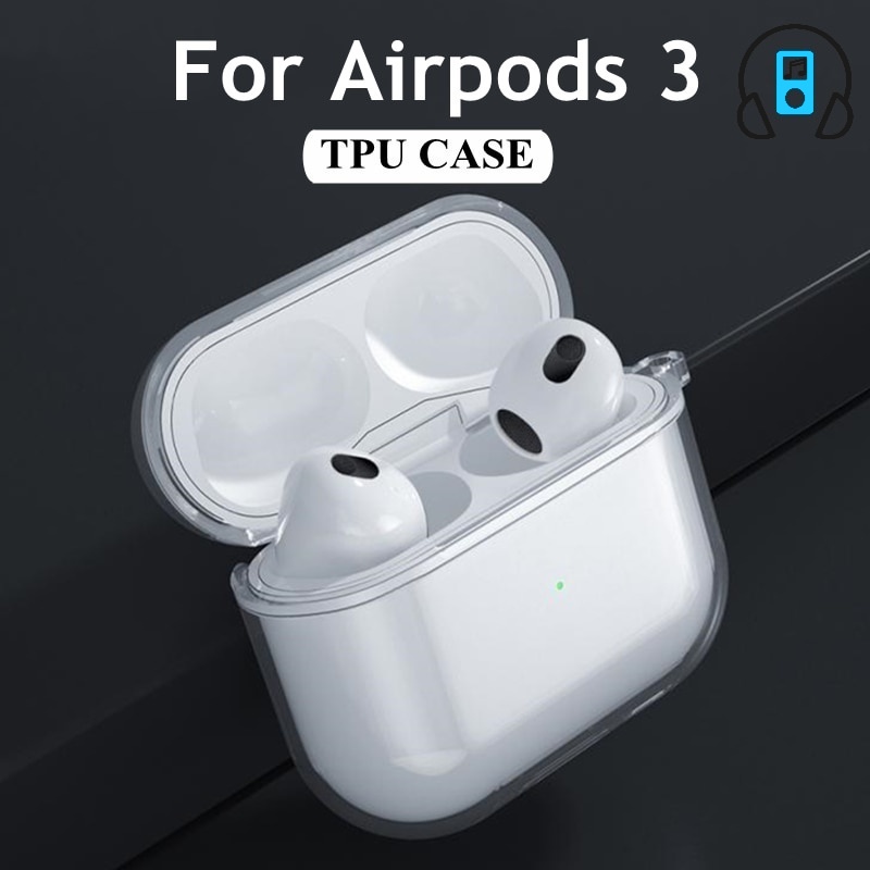 Vỏ bảo vệ hộp sạc bằng PC cứng trong suốt thích hợp cho tai nghe Airpods 3