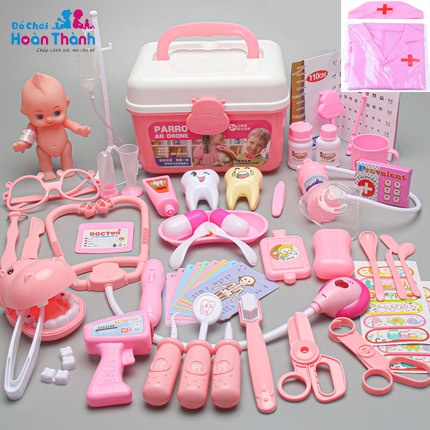 [Mã LIFETOYS1 giảm 30K đơn 99K] Đồ chơi bác sĩ cho bé gồm dụng cụ y tế, y tá 50 chi tiết có áo và mũ