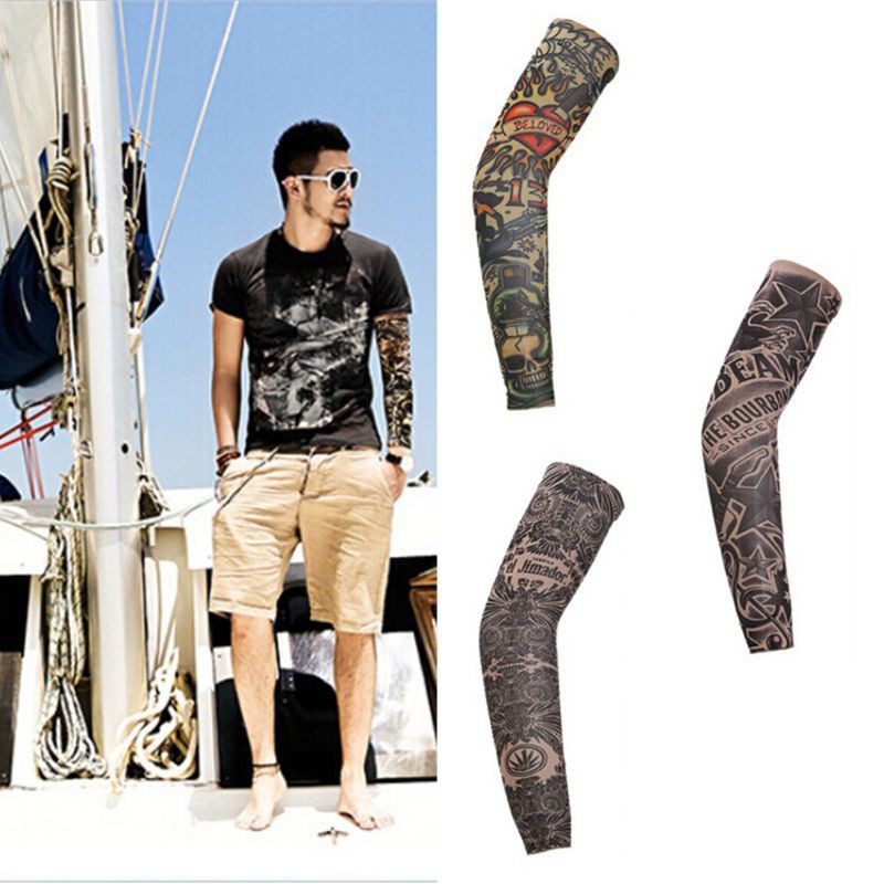 Ống tay áo chống nắng in họa tiết giả hình xăm thiết kế phong cách thời trang cho nam