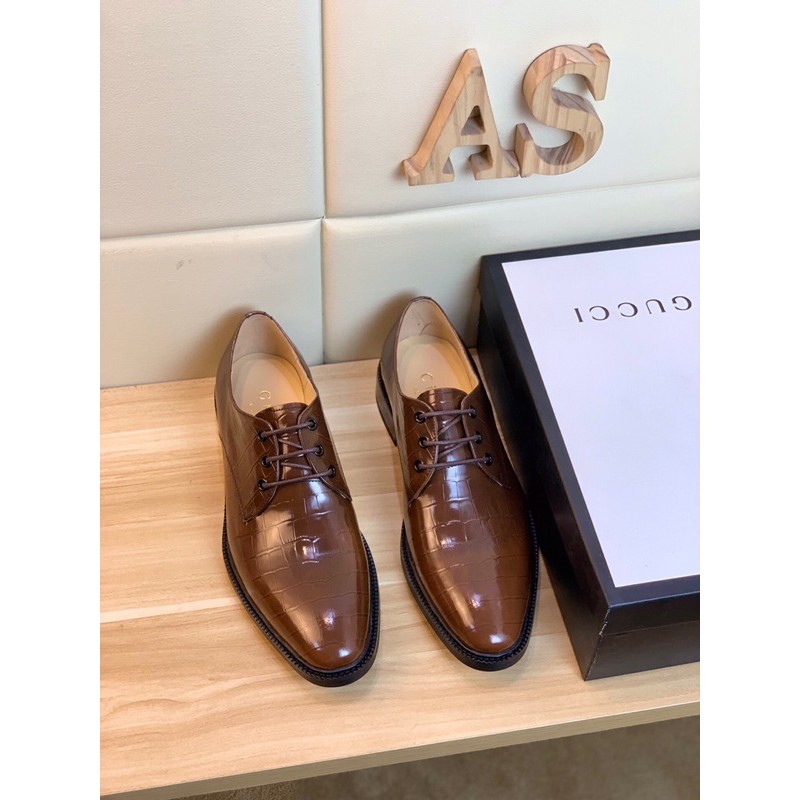 Giày tây thiết kế thời thượng cho nam Gucci GG da thật cao cấp