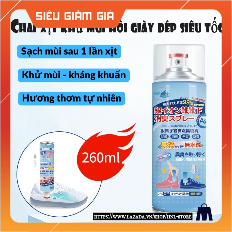 Chai xịt giày dép khử mùi hôi Nano Bạc bình xịt thơm khử mùi mồ hôi chân đến 99% siêu xịn - CAFANI SHOP