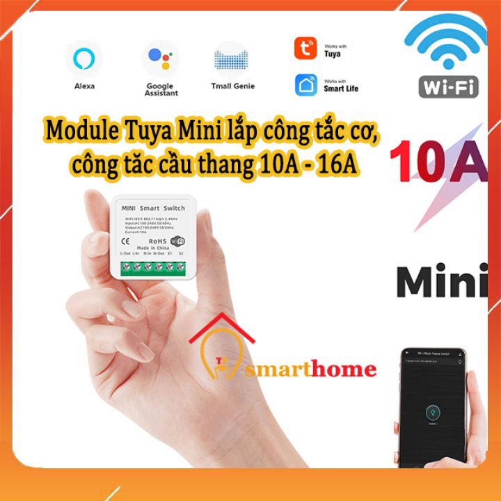 Công Tắc Wifi Tuya Mini 2 Chiều 10A, 16A Nhét Đế Âm Dùng Với Công Tắc Cơ, Dùng Được Cho Công Tắc Cầu Thang