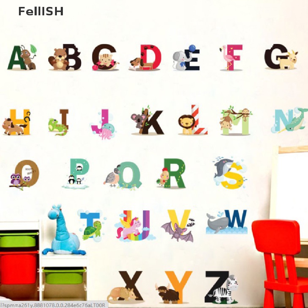 [Felli] Giấy Dán Tường 439br Hình 26 Chữ Cái Alphabet Động Vật Hoang Dã Hoạt Hình Trang Trí Phòng Trẻ Em