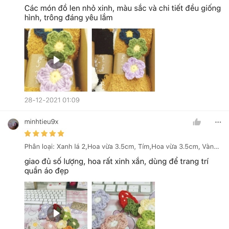 Pin hoa len handmade có móc cài nhiều cỡ