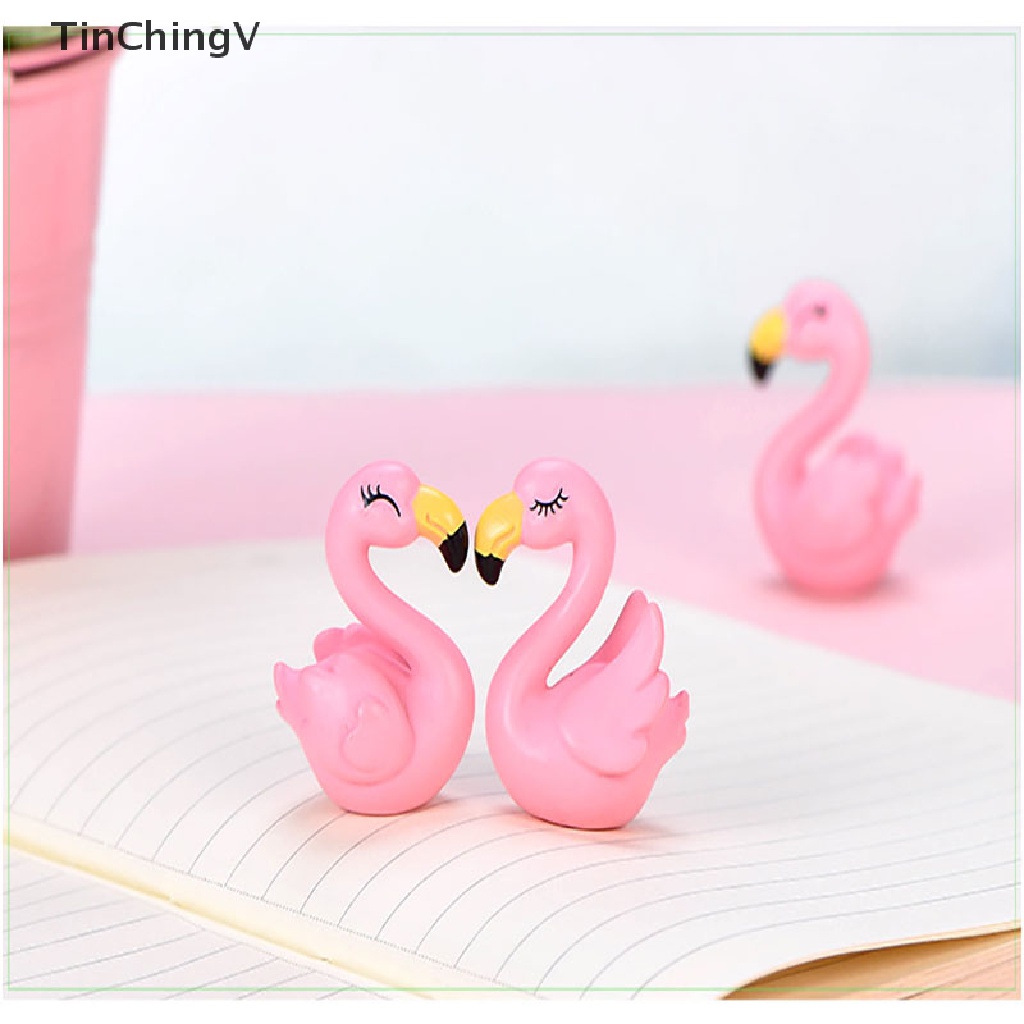 1 Cặp Tượng Chim Hồng Hạc Mini Bằng Nhựa Resin Trang Trí Chậu Cây Bonsai