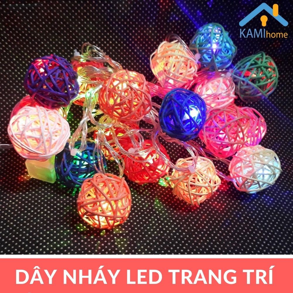 Dây đèn led trang trí phòng ngủ và ngoài trời cho Giáng sinh Tết loại Cầu mây nháy dài 4m - 18 bóng mã 26006