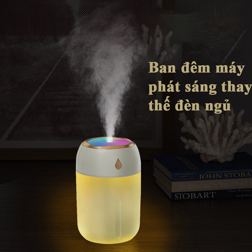 Máy xông tinh dầu phòng ngủ phun sương mini tạo ẩm đuổi muỗi phát sáng thay đèn ngủ 420ml ECOTITT MXTD03
