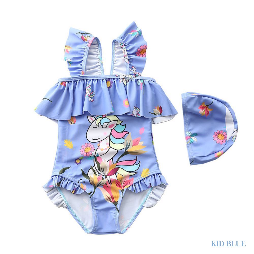 Bộ Đồ Bơi Bikini Viền Bèo Dễ Thương Dành Cho Bé Gái 1-7 Tuổi