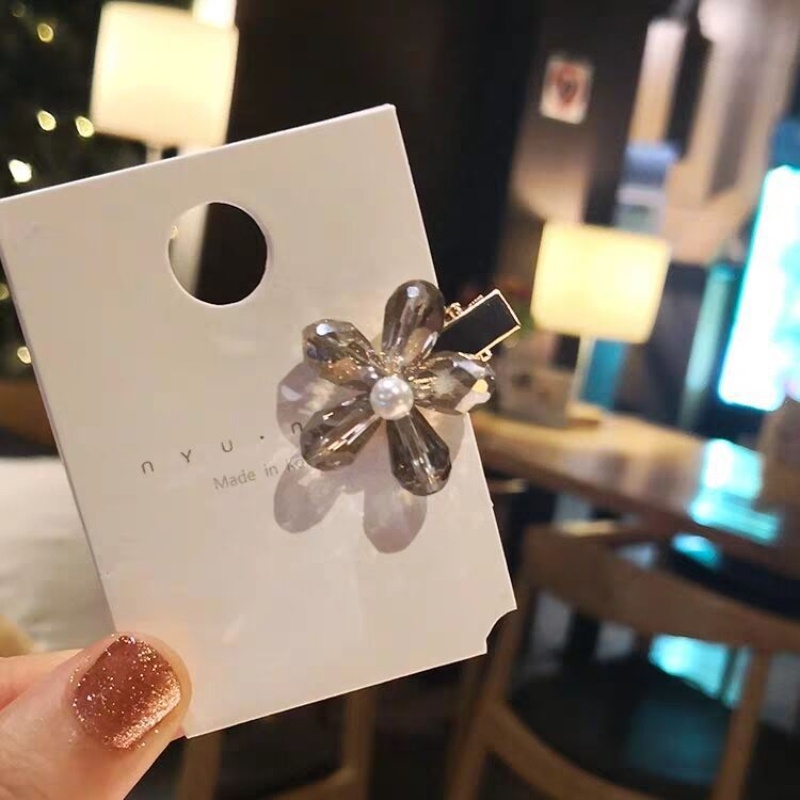 Kẹp Tóc Hình Hoa Đính Đá Pha Lê Phong Cách Hàn Quốc Xinh Xắn Cho Nữ
