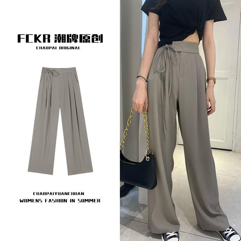 Quần dài lưng cao ống rộng thời trang mùa thu 2021