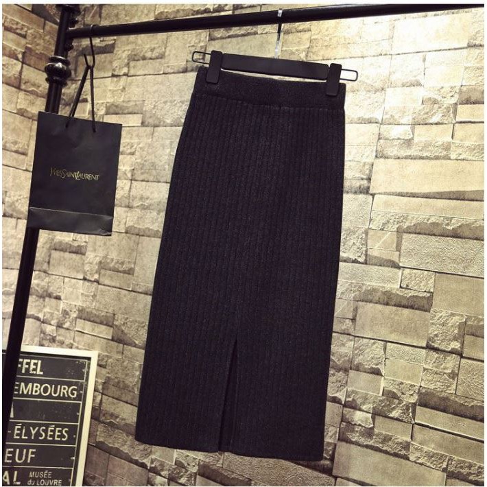 [ẢNH THẬT SHOP CHỤP] Chân váy len dài xẻ sau hàng Quảng Châu cao cấp | BigBuy360 - bigbuy360.vn