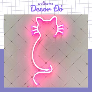 Đèn NeonSign | Mèo Hồng Có Râu | Kích Thước 40x18cm | Quà Tặng Trang Trí Cực Chất , Siêu Sáng & Tiết Kiệm Điện |
