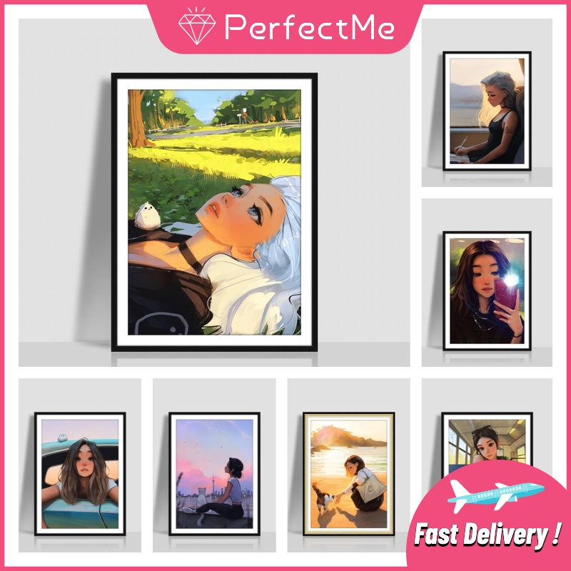 Bộ tranh đính đá 5D họa tiết cô gái xinh đẹp độc đáo kích thước 30x40cm DIY dùng trang trí nhà cửa