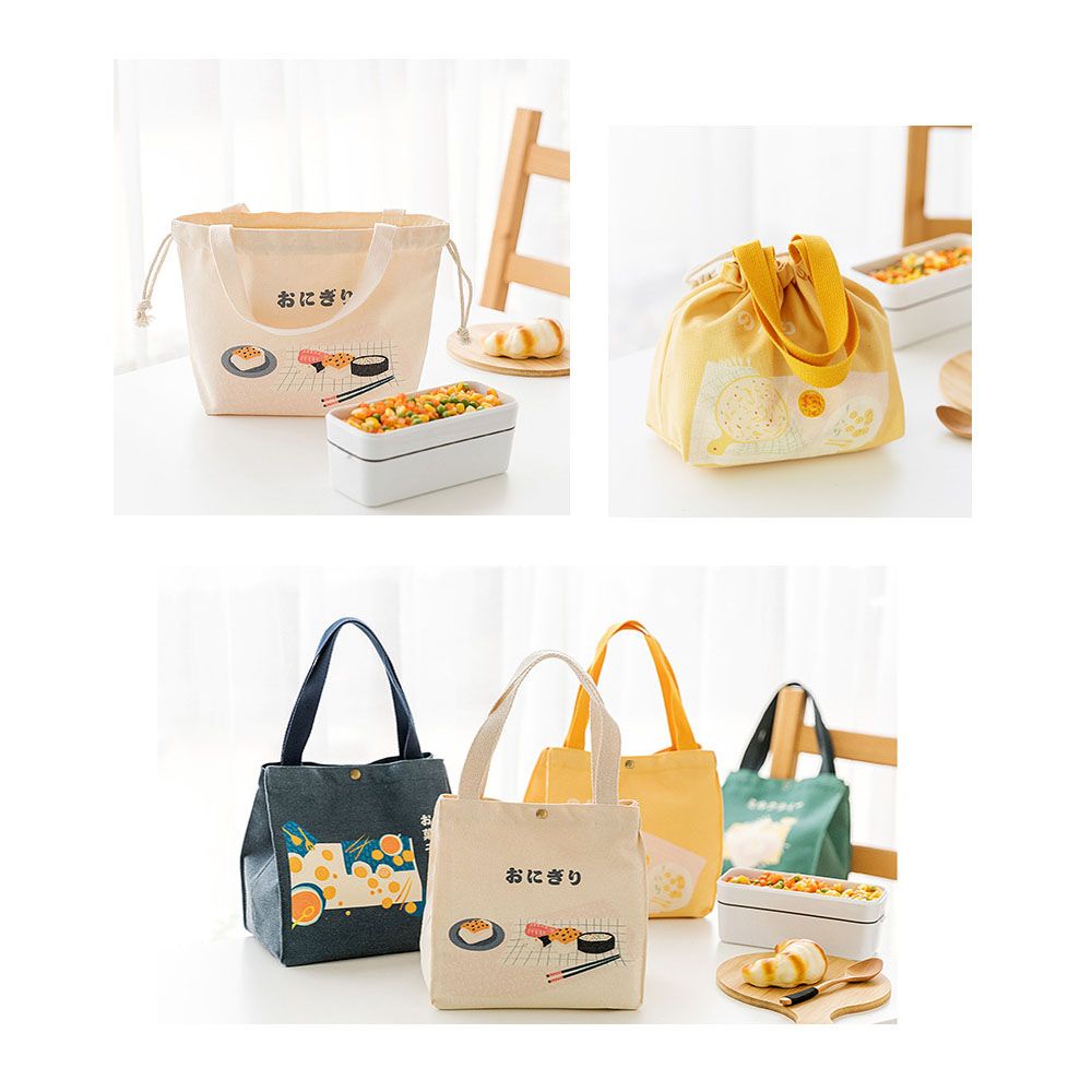 Túi Đựng Hộp Cơm Trưa Bằng Vải Canvas Dày Cỡ Lớn Nhiều Màu Dễ Thương Phong Cách Nhật Bản