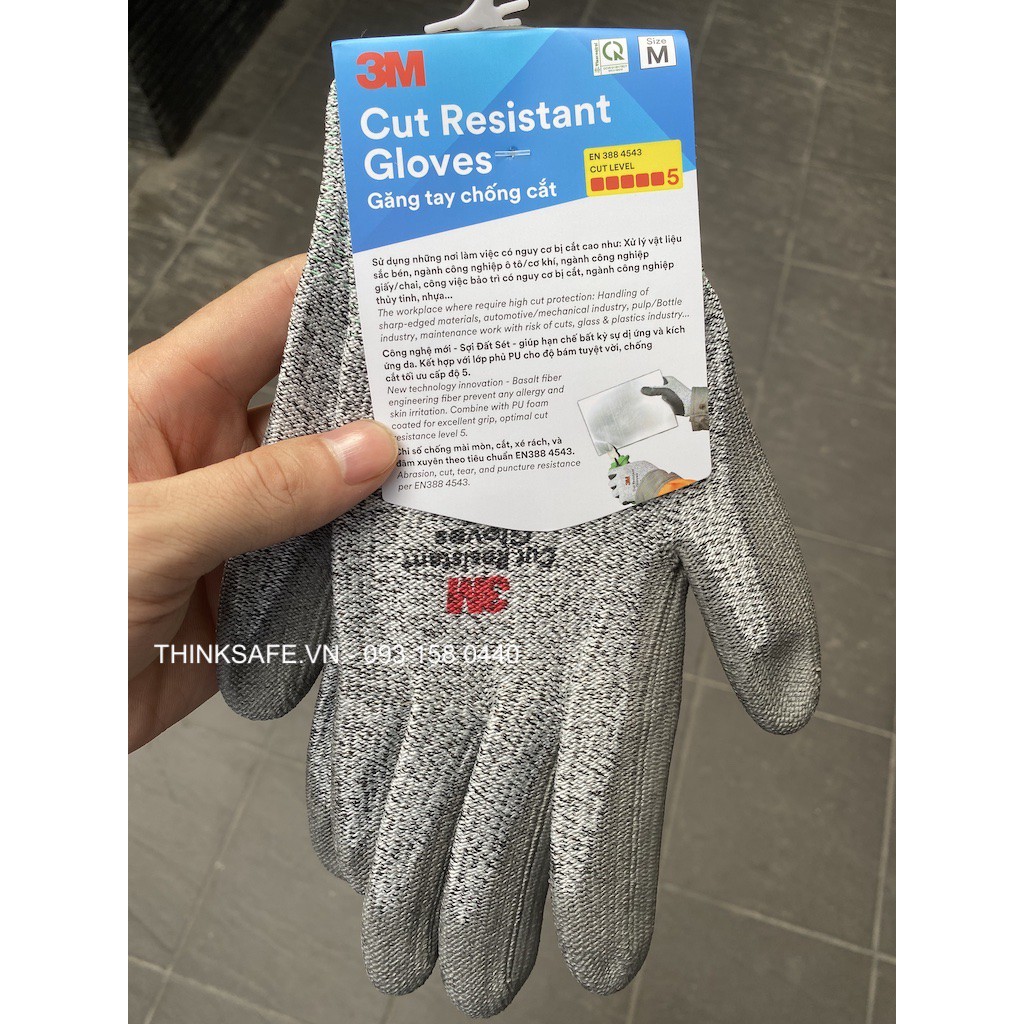 Găng tay chống cắt cấp độ 5, Bao tay 3M Thinksafe, chuyên dùng chống cắt tôn kính, chống dầu, ôm tay dễ thao tác - LV5