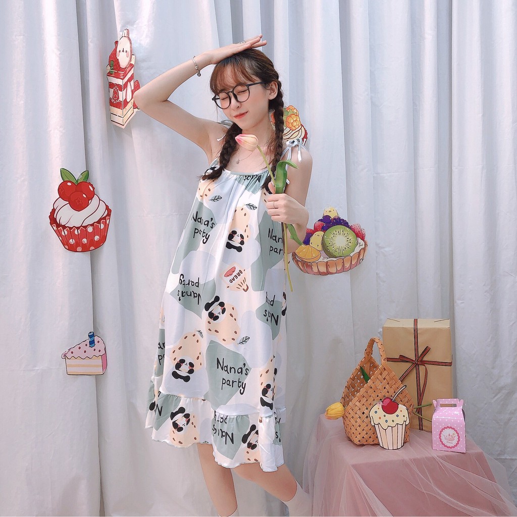 Váy ngủ 2 dây đầm ngủ thun mềm mịn, thoáng mát - 𝐕𝟏𝟑𝟎