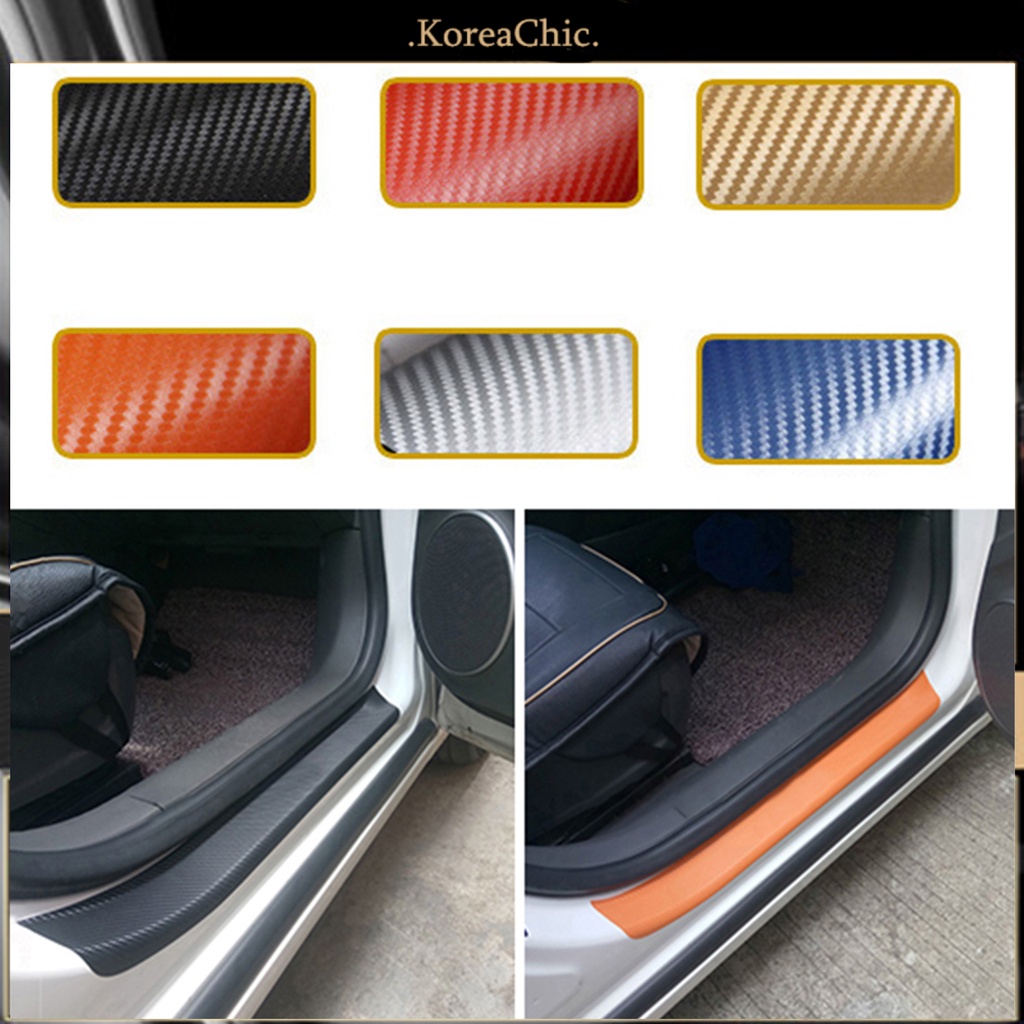 Miếng dán trang trí bậc cửa xe ô tô tự dính bằng sợi carbon chống trầy xước