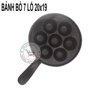 Khay nướng bánh bò nhôm tròn chống dính Huỳnh Anh 7 lỗ trên bếp ga