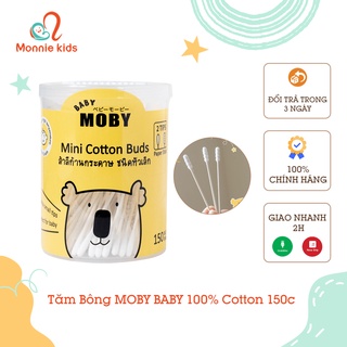 Tăm bông moby baby 100% cotton hộp 150c