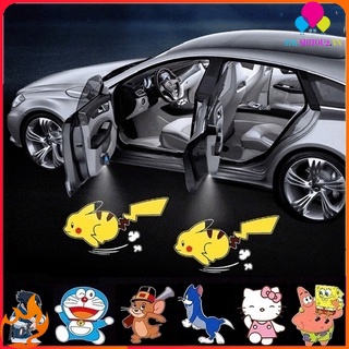 Đèn LED laser Không Dây Gắn Cửa Xe Hơi Hình Pikachu Hoạt Hình
