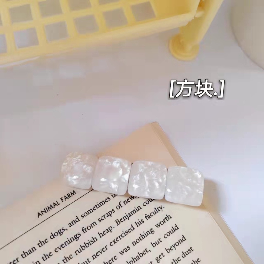 KẸP TÓC MÁI ĐÍNH ĐÁ OPAL NHÂN TẠO TRẮNG TRONG SUỐT HÌNH VUÔNG VÀ TRÁI TIM ĐƠN GIẢN ĐỘC ĐÁO