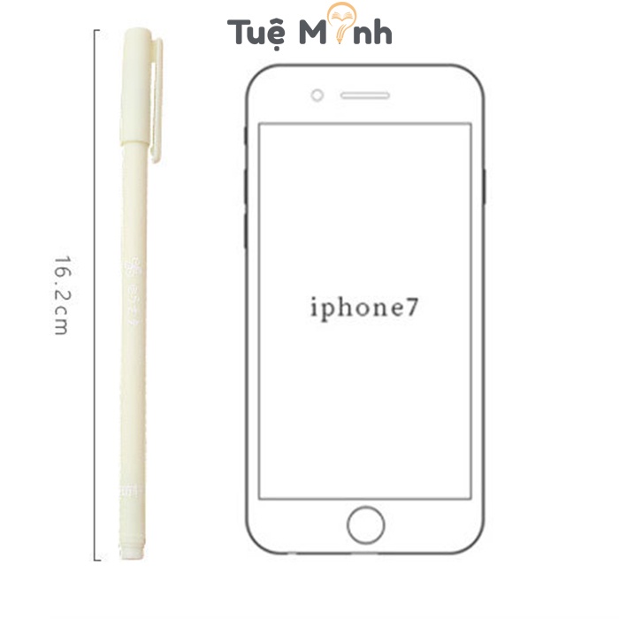 Bộ 6 bút gel mực đen B55 Bút bi 0.5mm nhiều màu Pastel tông kẹo ngọt