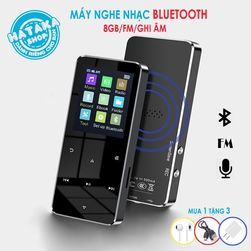 [Mã 252ELSALE hoàn 7% đơn 300K] Máy nghe nhạc mp3 Bluetooth H90 bộ nhớ 8GB vỏ kim loại có loa ngoài, FM, ghi âm