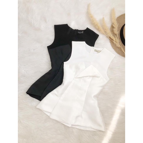 Áo kiểu thời trang áo đi làm đi tiệc cách điệu 2 màu đen, trắng zizi clothes