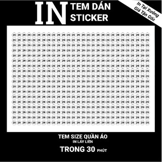 [COMBO] 1000 TEM SIZE QUẦN ÁO - SIZE GIÀY DÉP - NHÃN MÁC QUẦN ÁO -TAG GIẤY - IN TẠI XƯỞNG - LẤY LIỀN TRONG VÀI TIẾNG.