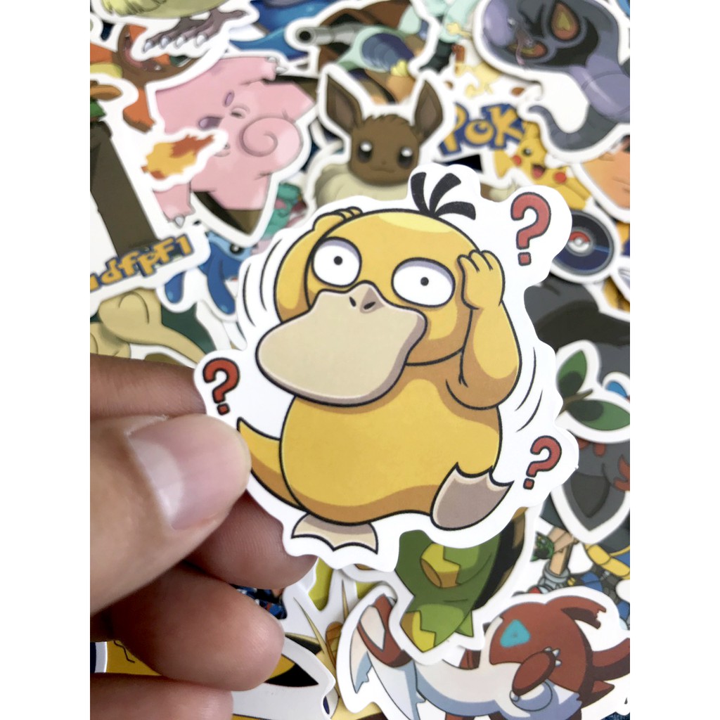 Miếng dán Sticker anime Pokemon trọn bộ 150 hình - In rõ ràng sắc nét khó tróc