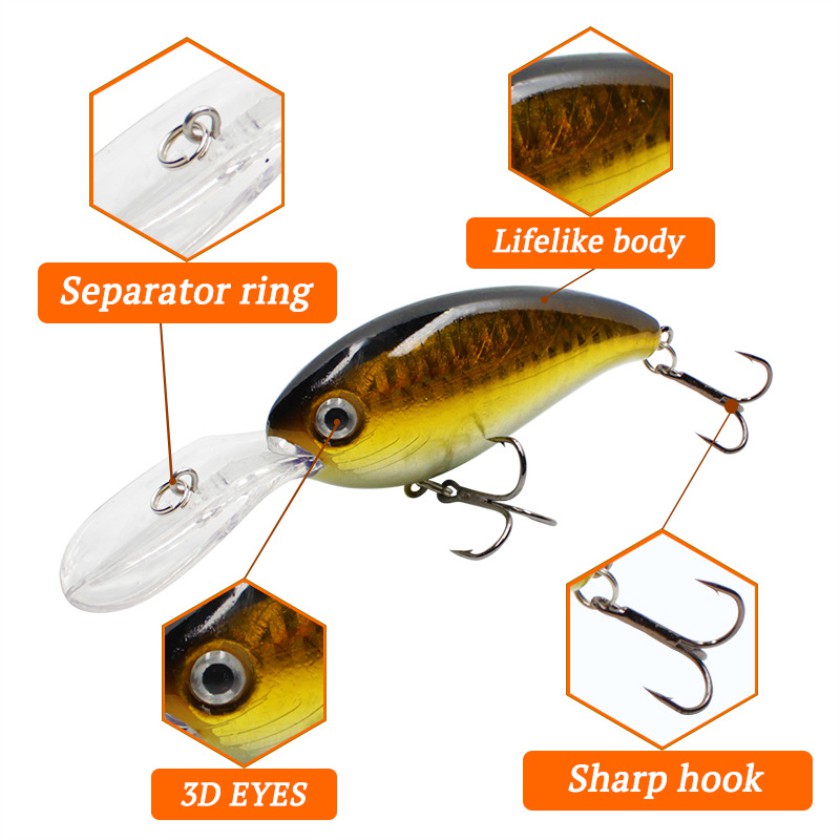 1 Mồi Câu Cá Giả Dạng Con Quay Cứng Mồi Giả Câu Cá 3D eyes 10cm / 13.9g