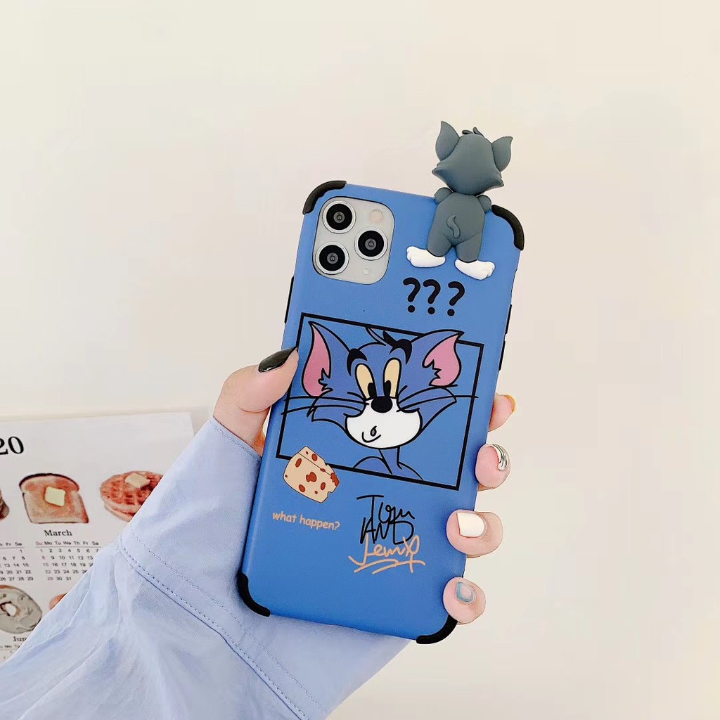 Cute cat and happy mouse 3D relief Case iPhone 6 6s 7 8 plus X XS XR XSmax 11 Pro Promax Soft Phone Case COD | BigBuy360 - bigbuy360.vn