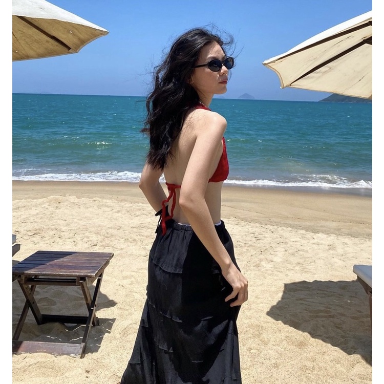 Áo len 2 dây mảnh móc tay