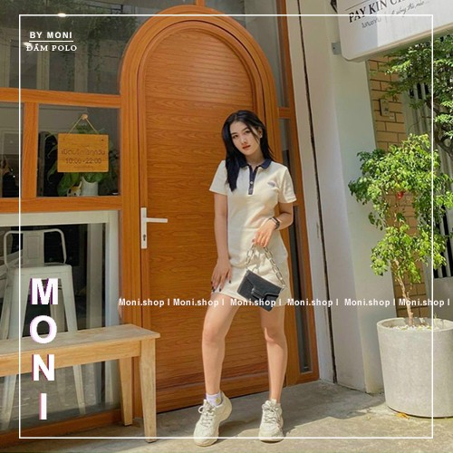 [Mã WAMT1505 giảm 10K đơn 0K] Đầm thun ôm suông trắng cổ polo xanh có thêu logo D3 | BigBuy360 - bigbuy360.vn