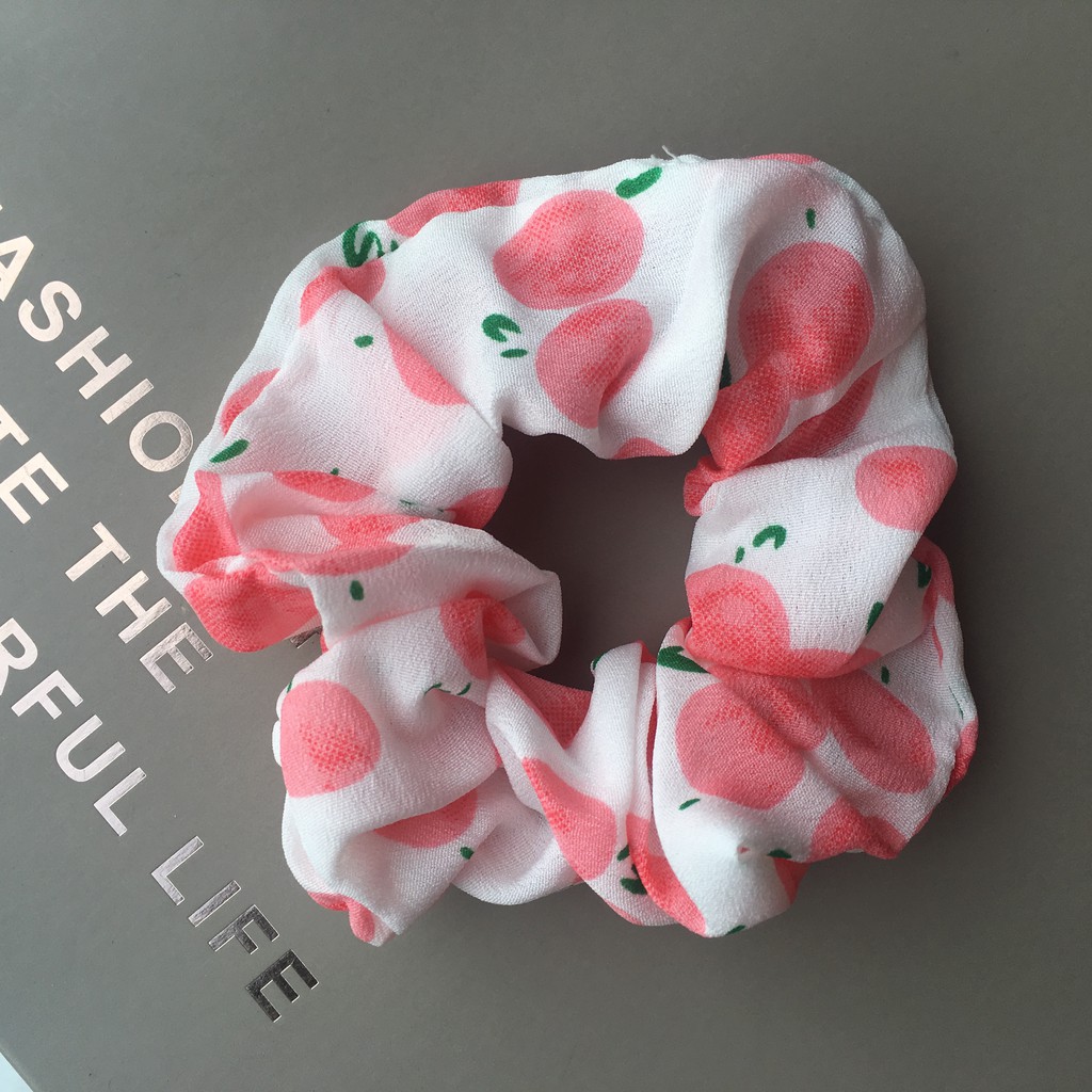 Dây cột tóc Scrunchies in họa tiết trái cây thời trang mùa hè xinh xắn INS
