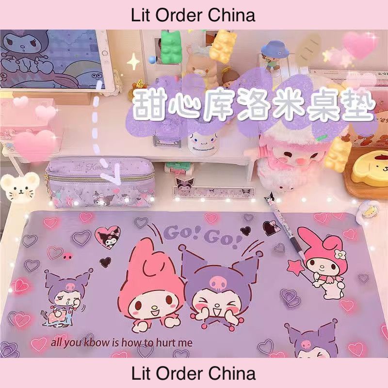 Tấm lót chuột, pad chuột cỡ lớn không thấm nước hình Kuromi Melody Cinnamoroll