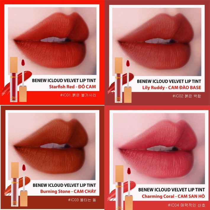 [Hàng chính hãng] Son kem lì kèm dưỡng Benew Icloud Velvet Lip Tint Hàn Quốc 4.3gr