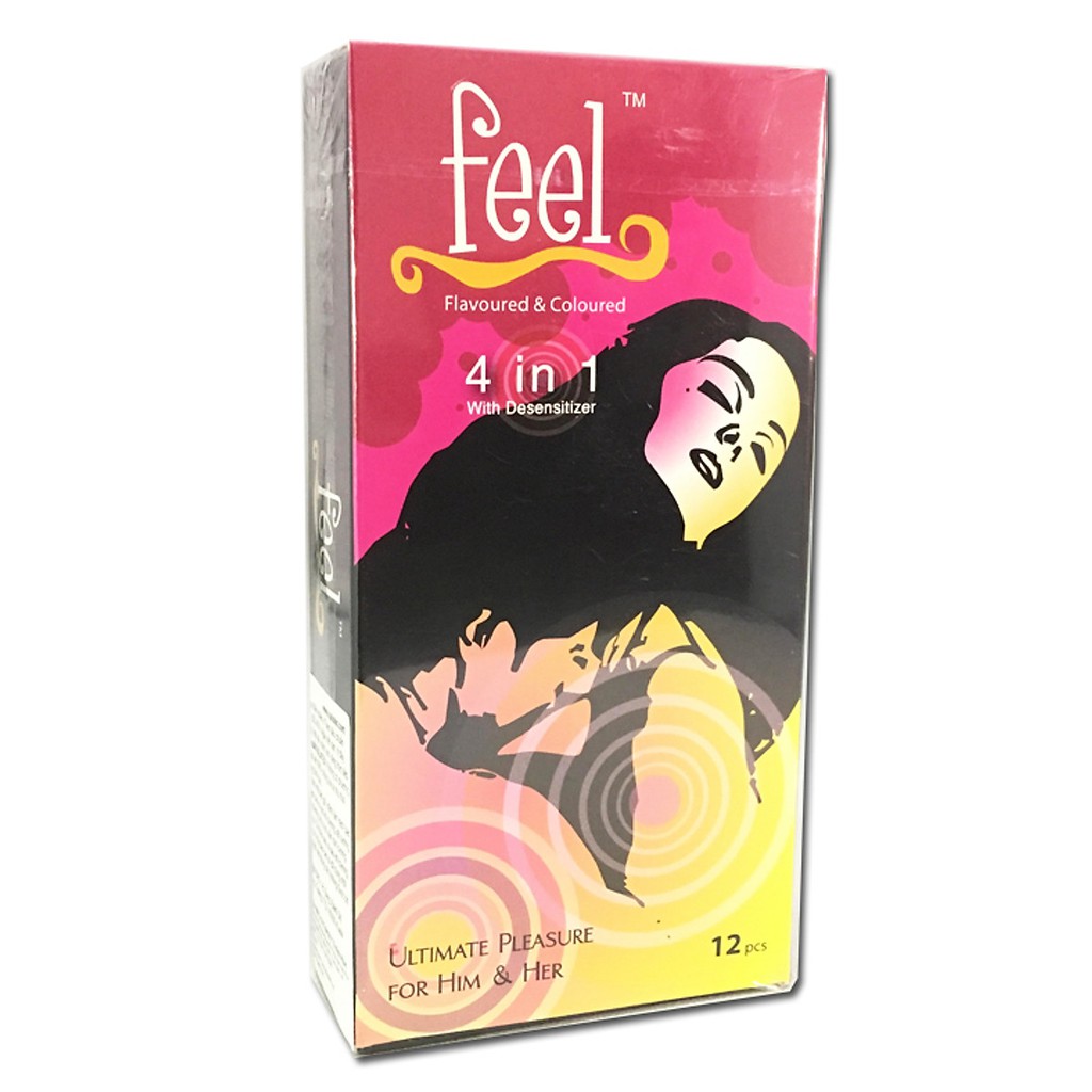 Bao Cao Su FEEL 4 IN 1 , gân Gai li ti, ôm khít, Kéo Dài Thời Gian Quan Hệ - hộp 12 cái