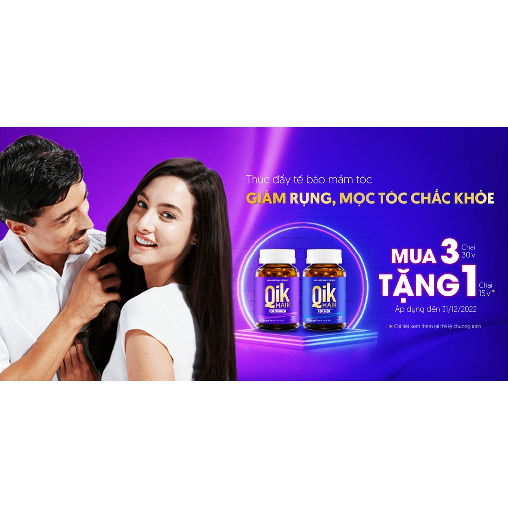 &lt;TEM TÍCH ĐIỂM&gt; QIK HAIR - CHÍNH HÃNG ECOGREEN - HỖ TRỢ KÍCH THÍCH MỌC TÓC, GIẢM HÓI, RỤNG TÓC, CHO MÁI TÓC CHẮC KHỎE