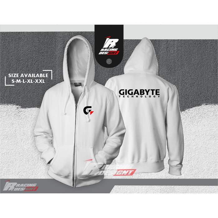 Áo Khoác Hoodie Có Khóa Kéo In Logo Gigabyte Chất Lượng Cao