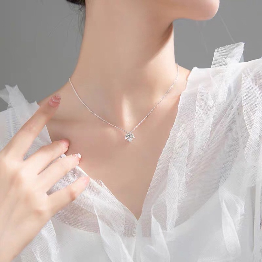 Dây chuyền bạc ta PANSY hình chiếc lá xinh xắn, vòng cổ nữ bạc thật cá tính
