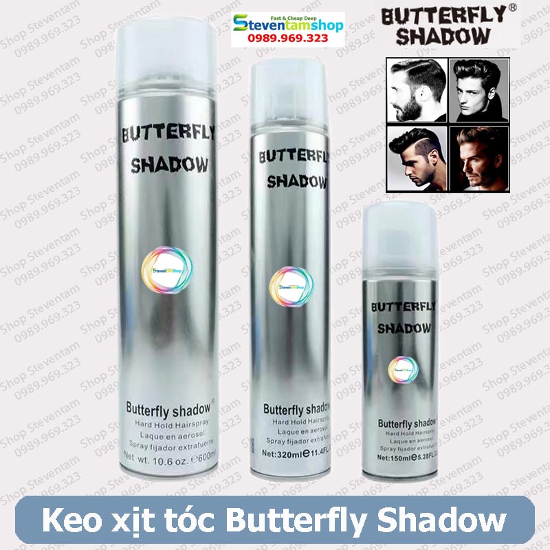 Keo xịt tóc Butterfly Shadow 600ml (Keo Bạc)