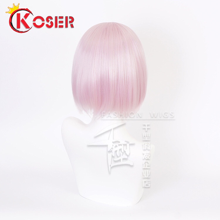 Fate Grand Order / FGO Mash / Matthew Kyrielite Cosplay Tóc ngắn màu hồng tím chịu nhiệt Cosplay trang phục tóc giả