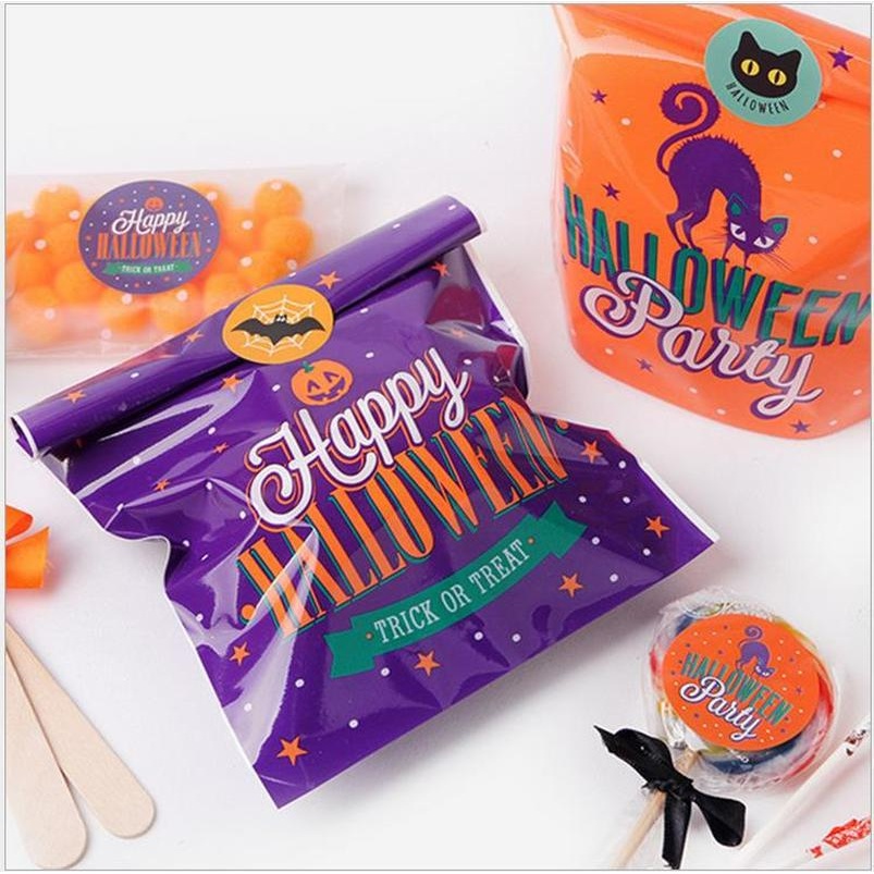 Set 10 Túi Nhựa Đựng Bánh Kẹo Họa Tiết Halloween Độc Đáo